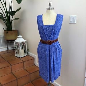 Many Belles Down | White and Blue Polkadot Dress